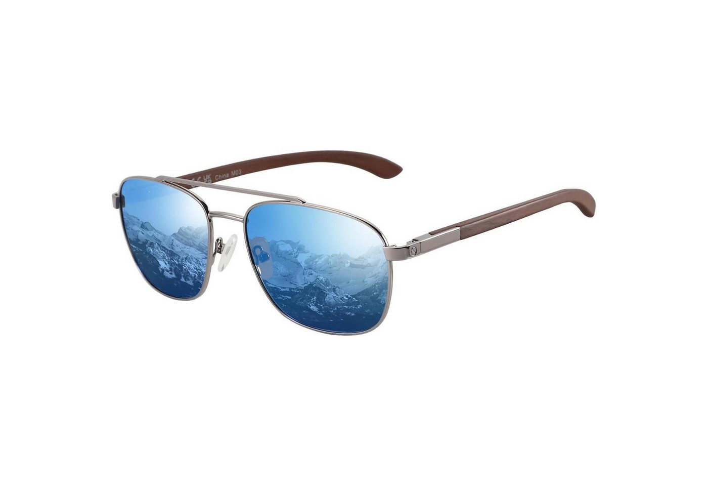 LuxusKollektion Pilotenbrille Sonnenbrille Polarisiert Retro Pilotenbrille Holz Metall UV-Schutz 400 von LuxusKollektion