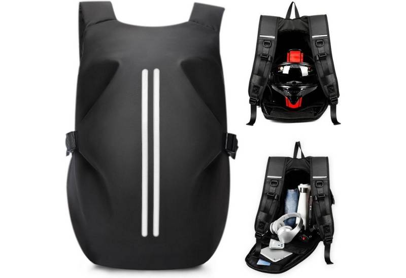 LuxusKollektion Reiserucksack Motorradrucksack Helmrucksack Laptoptasche Herren Damen H-schwarz L von LuxusKollektion