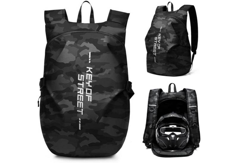 LuxusKollektion Reiserucksack Motorradrucksäcke Helmrucksack wasserdicht Laptop E-tarnung Schwarz S von LuxusKollektion