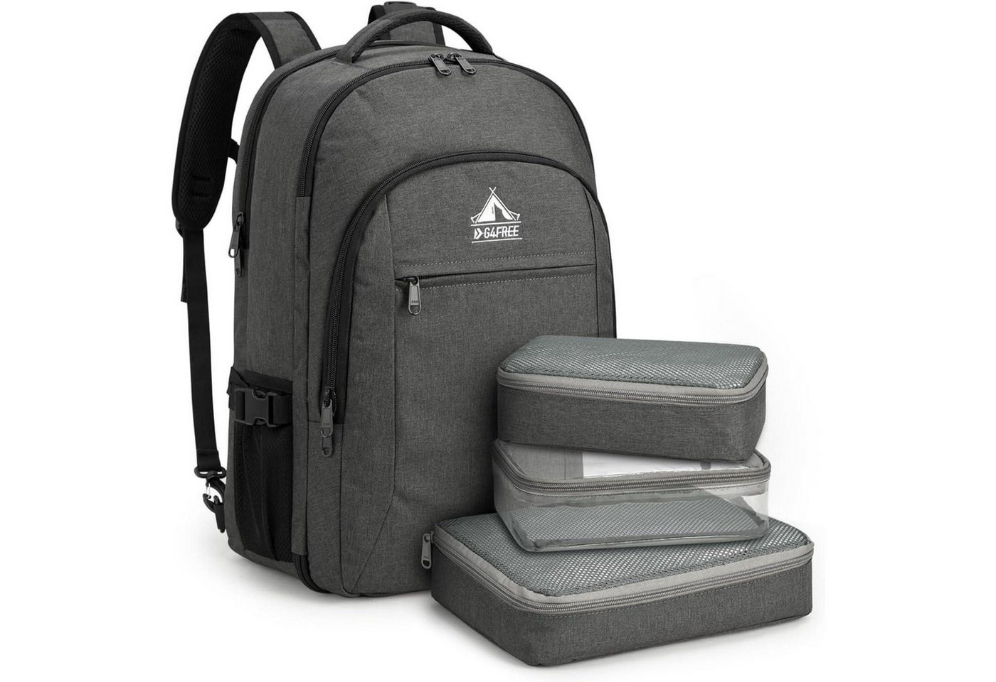 LuxusKollektion Reiserucksack Reiserucksack 40L Laptoprucksack 17 Zoll Herren Packwürfel Grau von LuxusKollektion