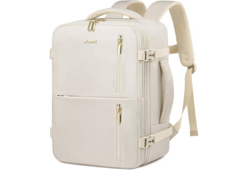 LuxusKollektion Reiserucksack Reiserucksack Handgepäck Damen Laptop 40 x 30 x 20 cm (14 Zoll) Beige von LuxusKollektion