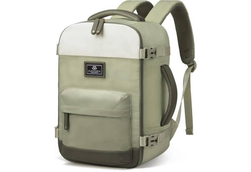 LuxusKollektion Reiserucksack Rucksack Handgepäck 1-beige Grün 40x20x25 cm(Einzelpaket) von LuxusKollektion