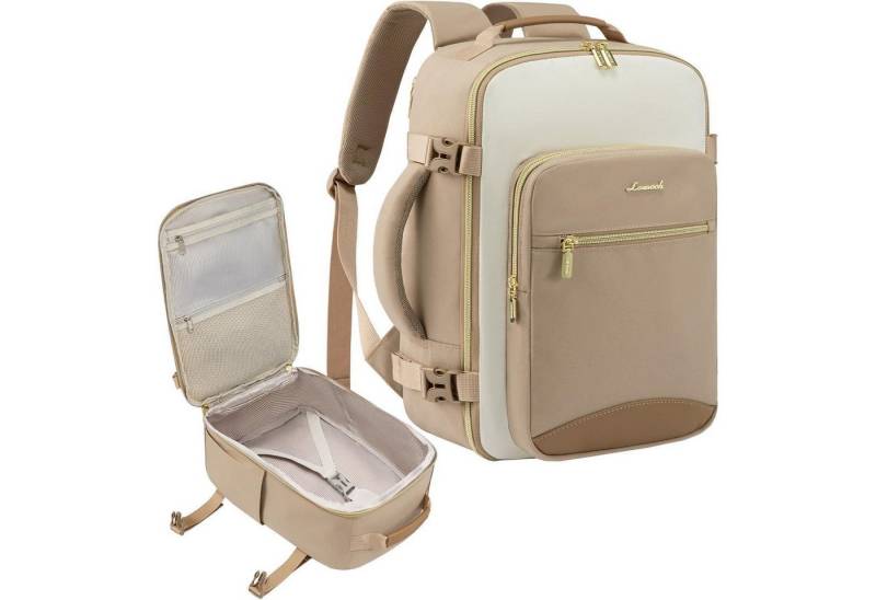 LuxusKollektion Reiserucksack Rucksack Handgepäck 40x20x25 Ryanair Khaki+beige 40x20x25cm von LuxusKollektion