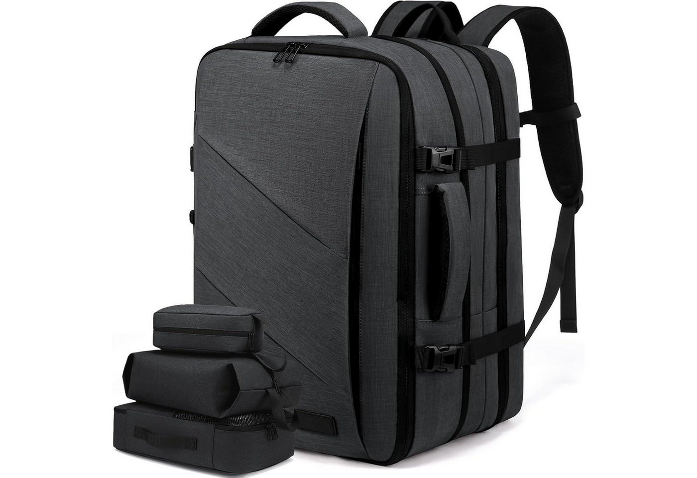 LuxusKollektion Reiserucksack Rucksack Handgepäck Flugzeug Business Laptop Herren 18 Zoll 1-grau von LuxusKollektion