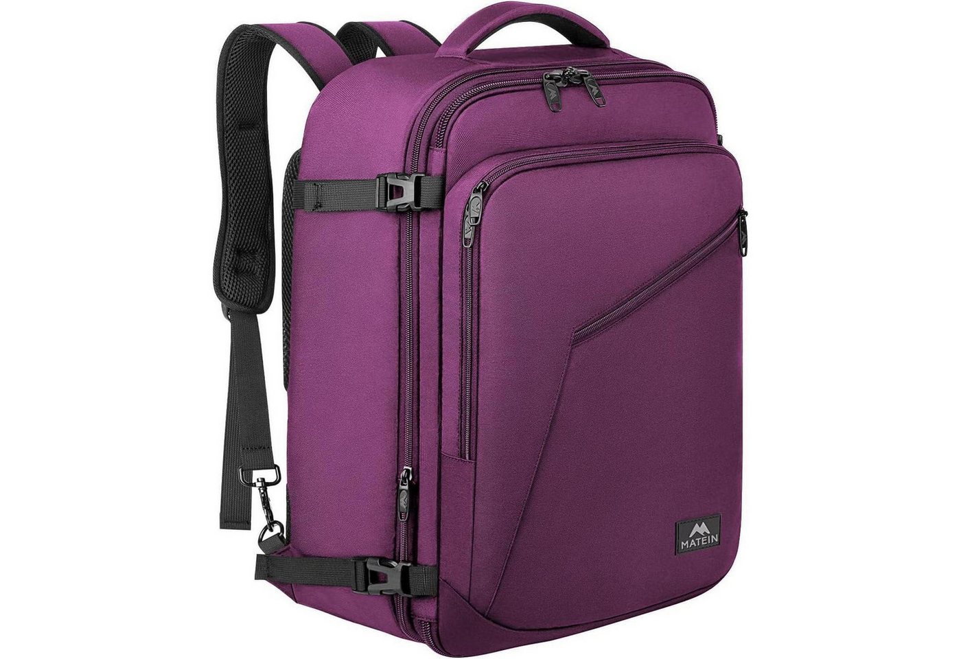 LuxusKollektion Reisetasche Rucksack Handgepäck 40L erweiterbar Air France 50x35x20cm Violett von LuxusKollektion