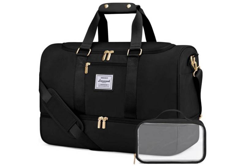 LuxusKollektion Reisetasche Sporttasche Groß 50L Damen Reisetasche Weekender Schwarz von LuxusKollektion