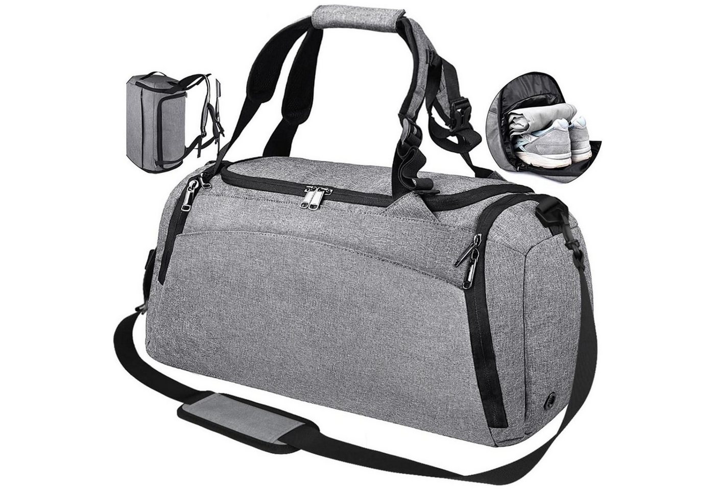 LuxusKollektion Reisetasche Sporttasche Herren Damen 40L mit Schuhfach Rucksack-Funktion von LuxusKollektion