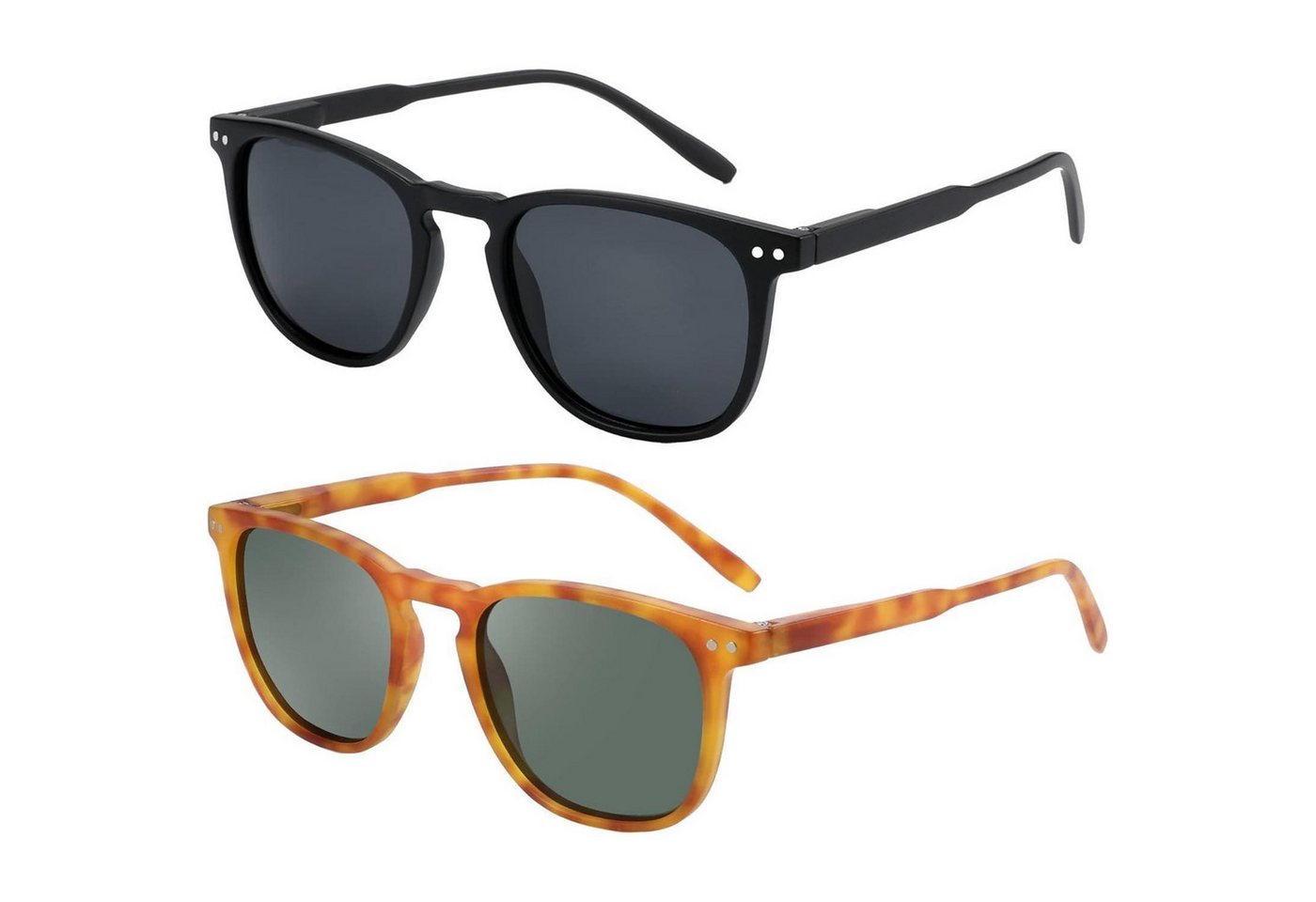 LuxusKollektion Retrosonnenbrille 2 Paare Polarisierte Sonnenbrille Retro Vintage Runde Quadratisch von LuxusKollektion