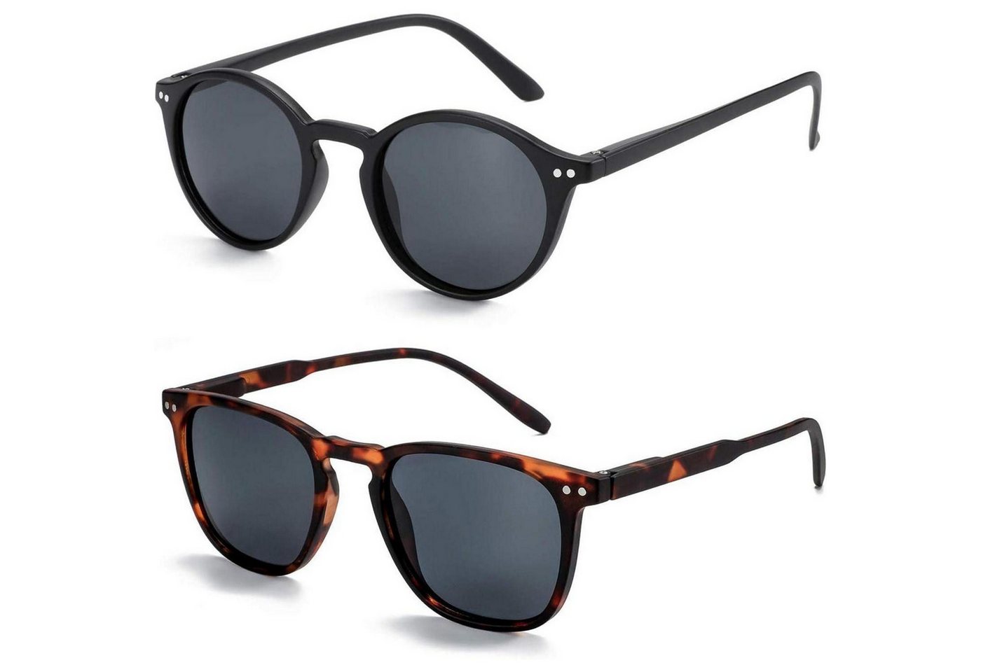 LuxusKollektion Retrosonnenbrille 2 Paare Polarisierte Sonnenbrille Retro Vintage Runde Quadratische von LuxusKollektion