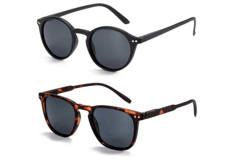 LuxusKollektion Retrosonnenbrille 2 Paare Polarisierte Sonnenbrille Retro Vintage Runde Quadratische von LuxusKollektion