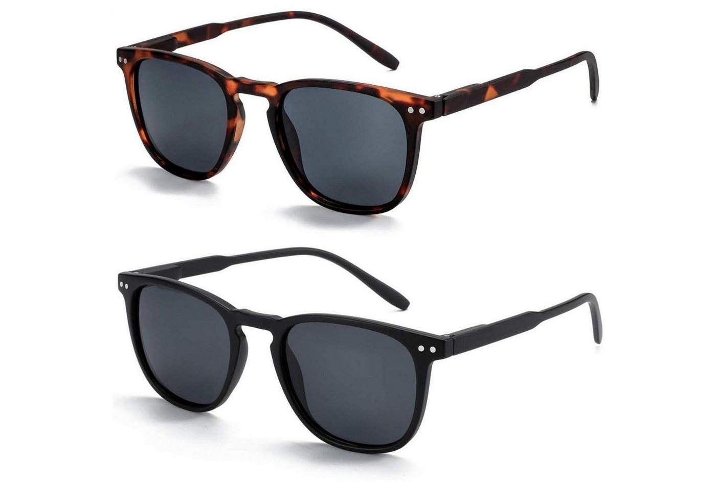 LuxusKollektion Retrosonnenbrille 2er Set Polarisierte Sonnenbrille Retro Vintage Runde Quadratische von LuxusKollektion