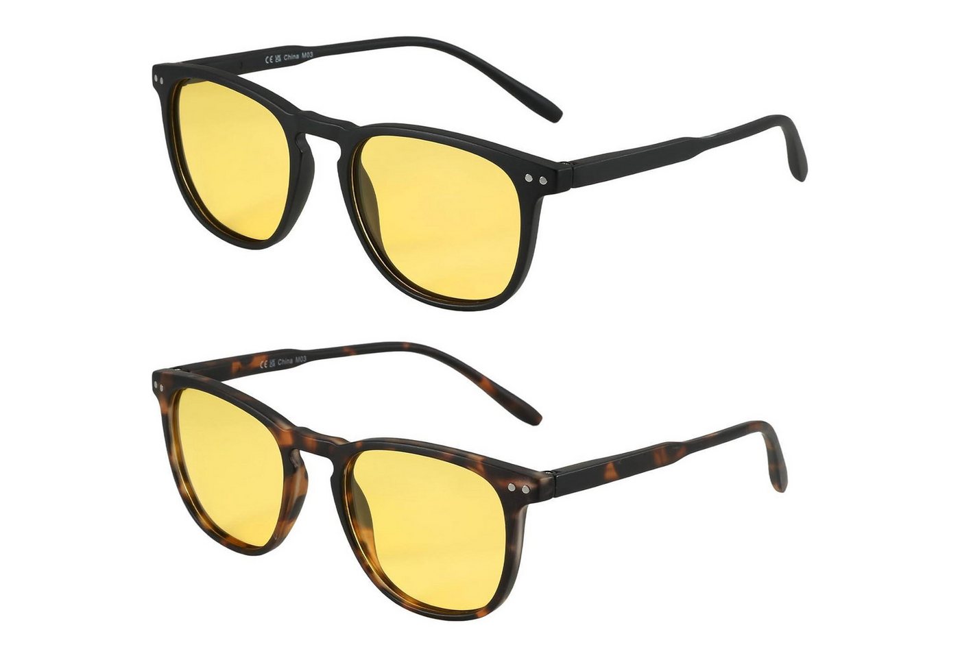 LuxusKollektion Retrosonnenbrille 2er Set Polarisierte Sonnenbrille Vintage Runde Quadratische Unisex von LuxusKollektion