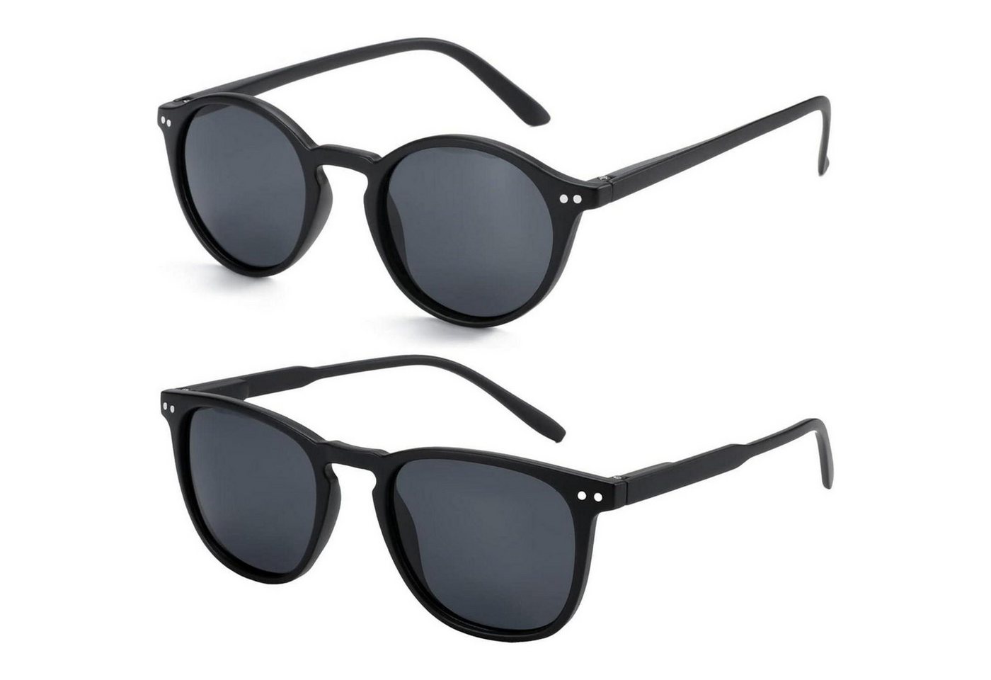 LuxusKollektion Retrosonnenbrille 2er Set Polarisierte Vintage Sonnenbrillen Runde Quadratische Unisex von LuxusKollektion