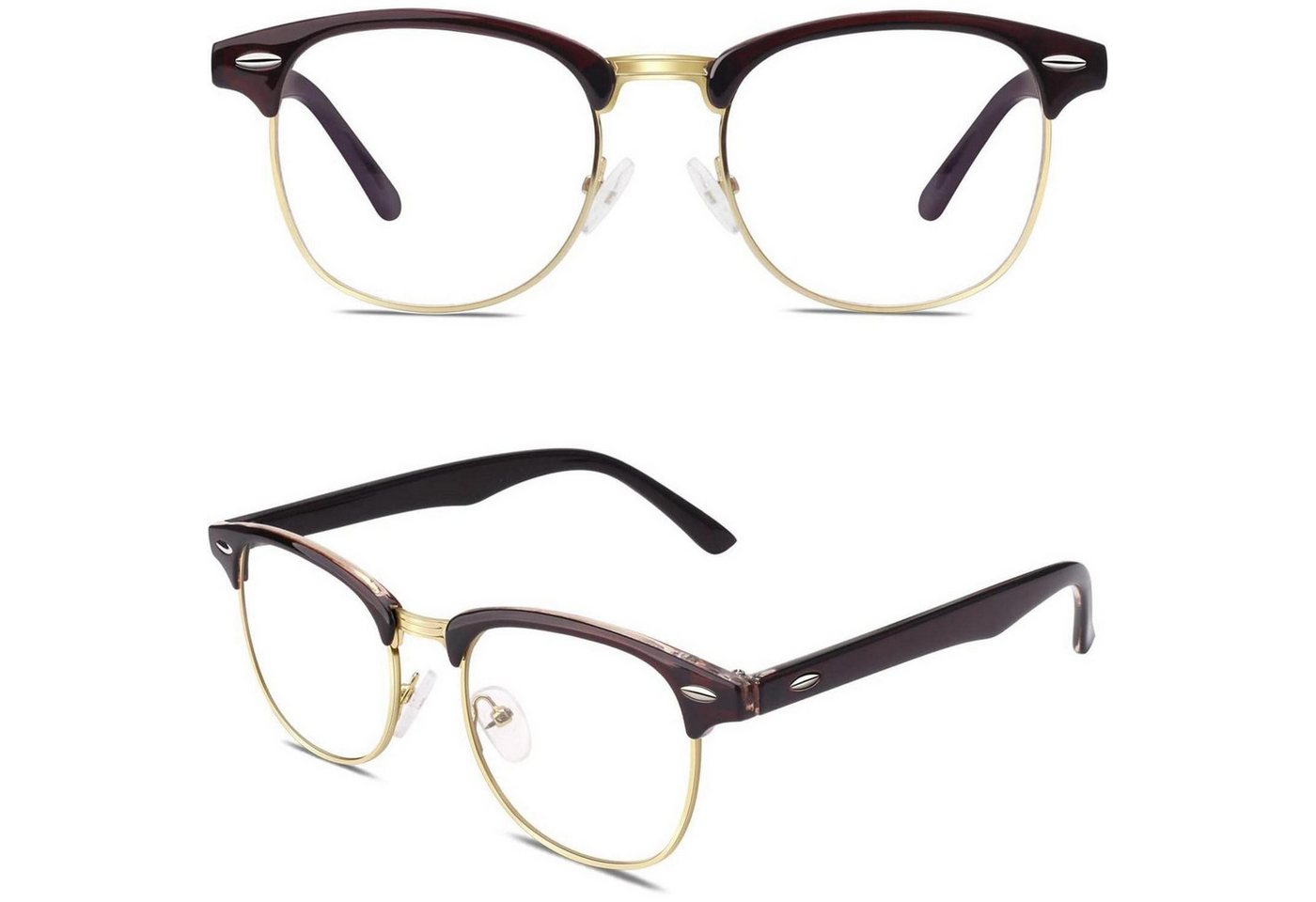 LuxusKollektion Retrosonnenbrille Brille Halbrahmen Nerd Fensterglas Damen Herren UV400 Braun von LuxusKollektion