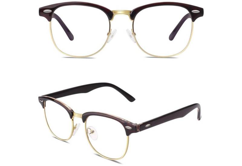 LuxusKollektion Retrosonnenbrille Brille Halbrahmen Nerd Fensterglas Damen Herren UV400 Braun von LuxusKollektion