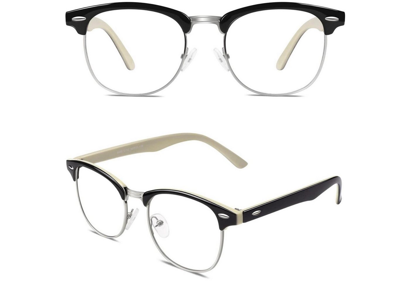 LuxusKollektion Retrosonnenbrille Brille Halbrahmen Nerd Fensterglas Damen Herren UV400 Schwarz Gelb von LuxusKollektion