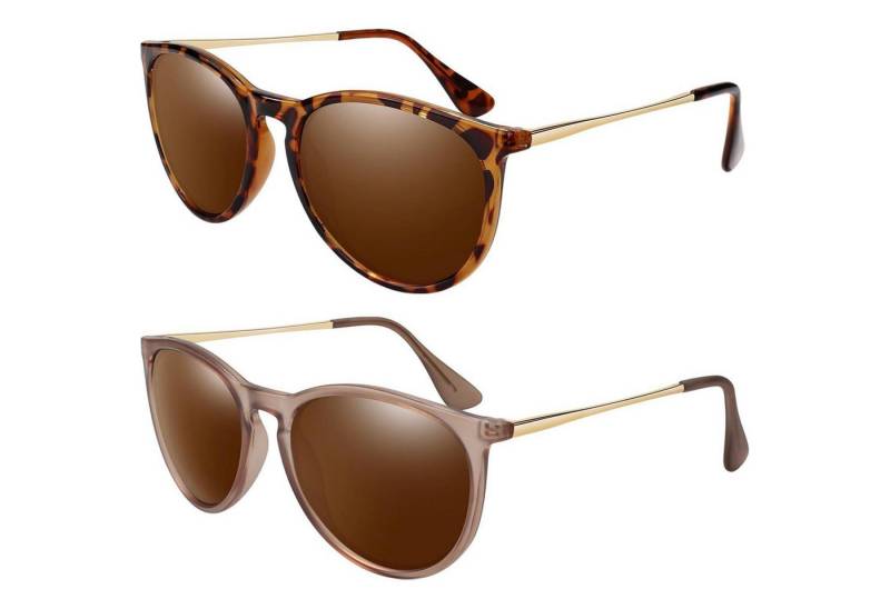 LuxusKollektion Retrosonnenbrille Damen Retro Sonnenbrille Polarisiert Rund Vintage Stil UV400 Schutz von LuxusKollektion