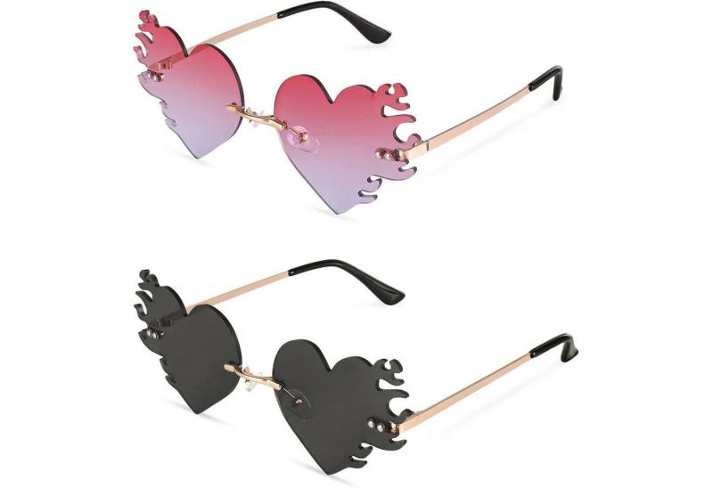 LuxusKollektion Retrosonnenbrille Herz Sonnenbrille Damen Flammen Brille UV400 Hippie Retro Rose Gold LuxusKollektion Retrosonnenbrille Herz Sonnenbrille Damen Flammen Brille UV400 Hippie Retro Rose Gold von LuxusKollektion