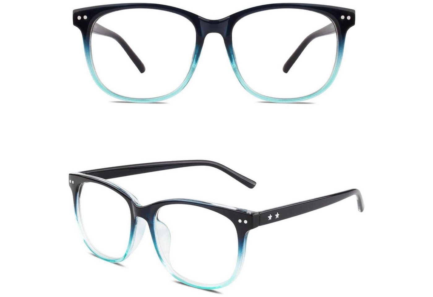 LuxusKollektion Retrosonnenbrille Hornbrille Ohne Stärke Nerdbrille Damen Herren UV400 PE1 1.1 Blau von LuxusKollektion