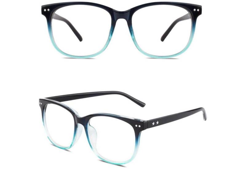 LuxusKollektion Retrosonnenbrille Hornbrille Ohne Stärke Nerdbrille Damen Herren UV400 PE1 1.1 Blau von LuxusKollektion