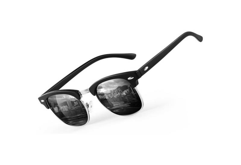 LuxusKollektion Retrosonnenbrille Polarisierte Halbrahmen-Sonnenbrille Herren Damen UV400 Schwarz retro von LuxusKollektion