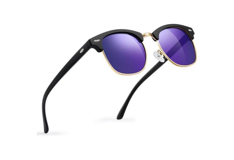 LuxusKollektion Retrosonnenbrille Polarisierte Halbrahmen-Sonnenbrille Herren Damen UV400 Schwarz von LuxusKollektion