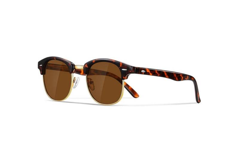 LuxusKollektion Retrosonnenbrille Polarisierte Retro Sonnenbrille Halbrahmen UV400 Metallrahmen Schwarz von LuxusKollektion