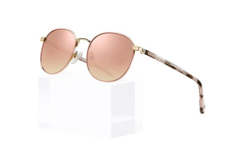 LuxusKollektion Retrosonnenbrille Polarisierte Runde Damen Sonnenbrille Metall Rahmen inkl. Ledertasche von LuxusKollektion