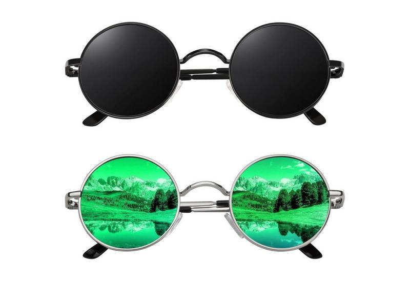LuxusKollektion Retrosonnenbrille Retro Sonnenbrille Herren Damen Rund Polarisiert UV400 Metallrahmen von LuxusKollektion