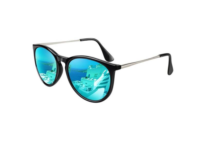 LuxusKollektion Retrosonnenbrille Sonnenbrille Damen 1 Glänzender Schwarz Rahmen Eisblaue Linse von LuxusKollektion