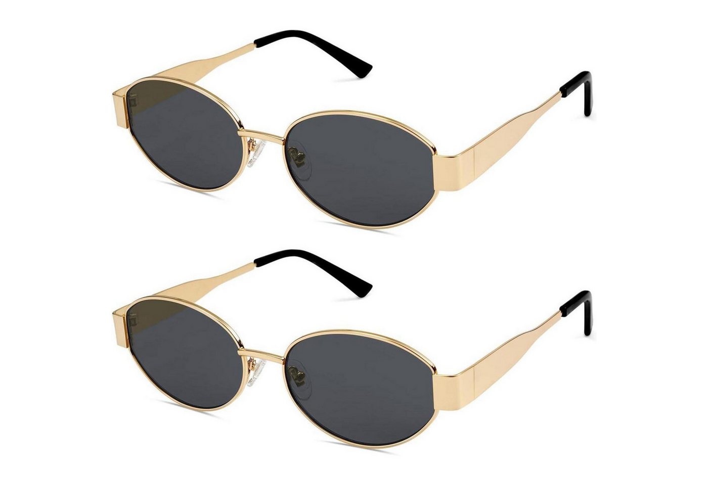 LuxusKollektion Retrosonnenbrille Sonnenbrille Damen Herren Oval Metal UV400 SJ1217 Gold Grau gold Grau von LuxusKollektion