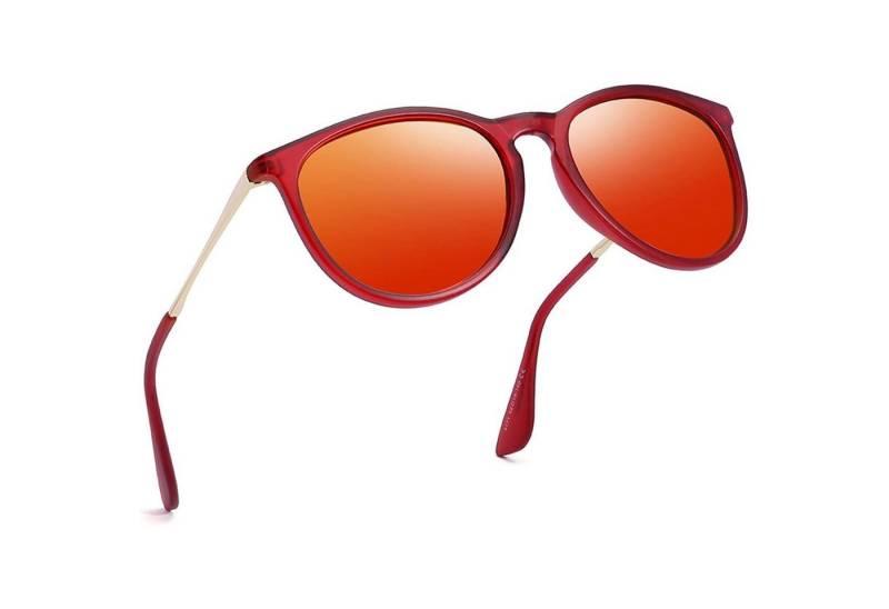 LuxusKollektion Retrosonnenbrille Sonnenbrille Damen Herren Polarisierte Rund UV400 Retro Rot von LuxusKollektion