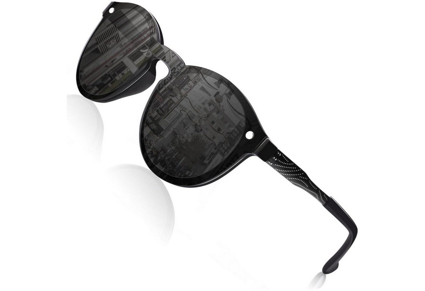 LuxusKollektion Retrosonnenbrille Sonnenbrille Damen Herren Verspiegelt Rund UV400 Groß Schwarz Grau von LuxusKollektion