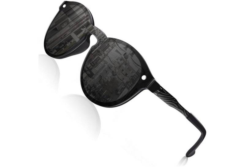 LuxusKollektion Retrosonnenbrille Sonnenbrille Damen Herren Verspiegelt Rund UV400 Groß Schwarz Grau von LuxusKollektion