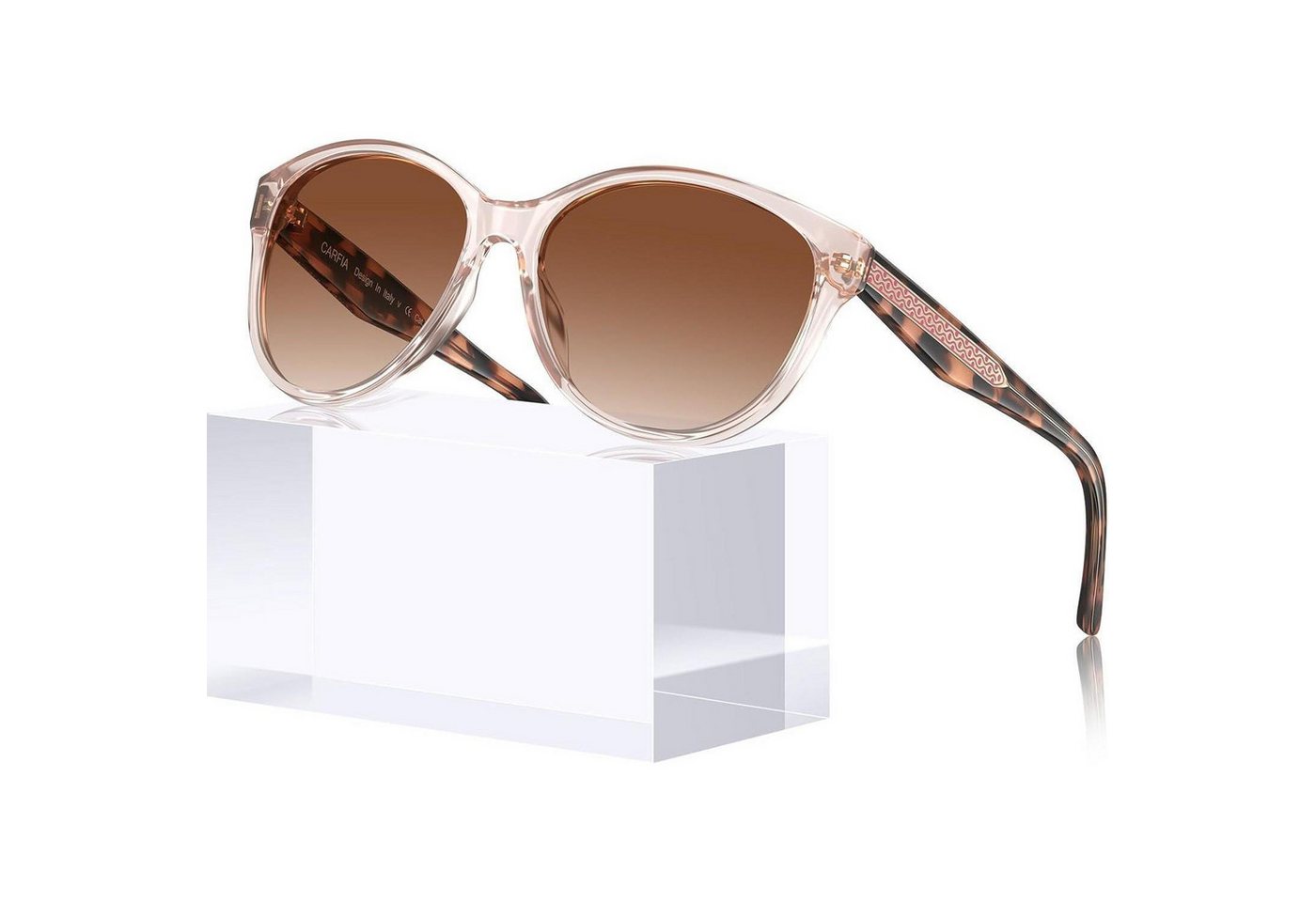 LuxusKollektion Retrosonnenbrille Sonnenbrille Damen M12-leicht Rosa Rahme, Farbverlauf Braun von LuxusKollektion