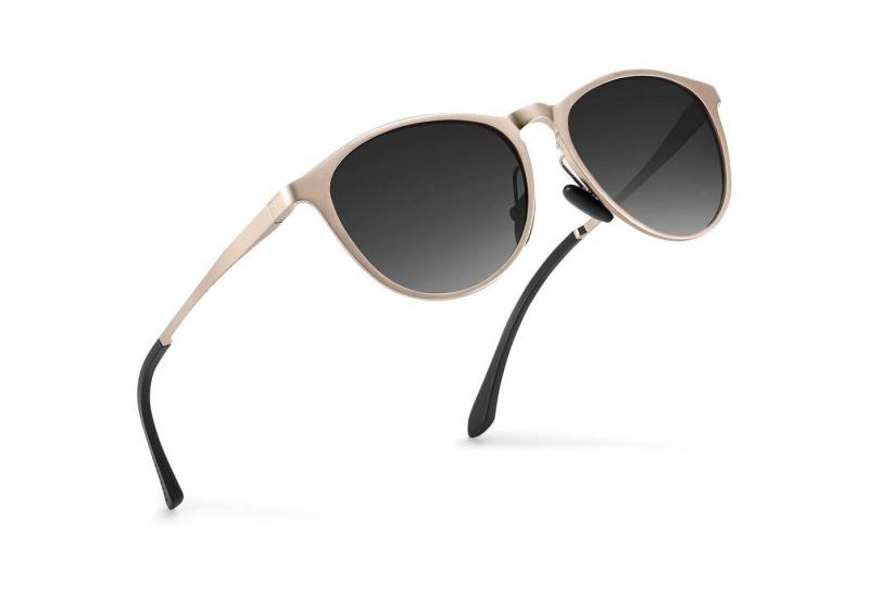 LuxusKollektion Retrosonnenbrille Sonnenbrille Damen Metall Polarisiert A8-goldrahmen Verlaufend Grauen von LuxusKollektion