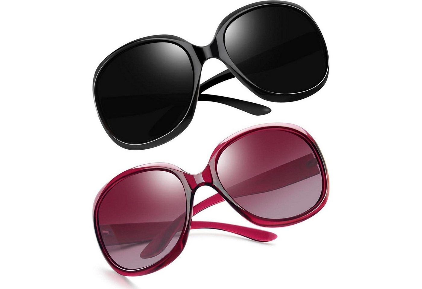 LuxusKollektion Retrosonnenbrille Sonnenbrille Damen Oversized B55-schwarz und Rosenrot Wie die Bilder von LuxusKollektion