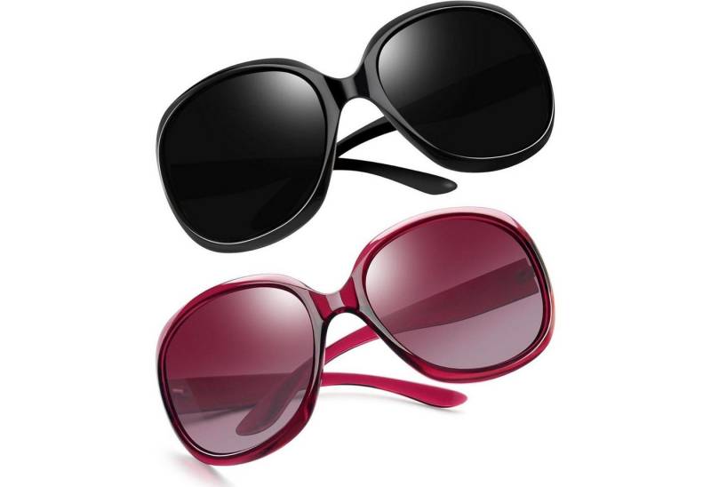 LuxusKollektion Retrosonnenbrille Sonnenbrille Damen Oversized B55-schwarz und Rosenrot Wie die Bilder von LuxusKollektion