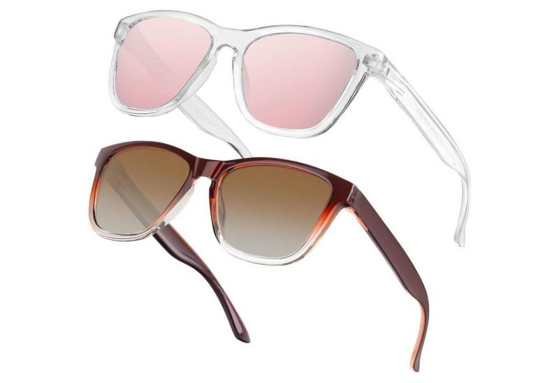 LuxusKollektion Retrosonnenbrille Sonnenbrille Damen Polarisiert Eckig Retro 2er Set Klassische Farbe von LuxusKollektion