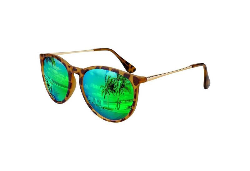 LuxusKollektion Retrosonnenbrille Sonnenbrille Damen Polarisiert UV400 1 Leoparden Rahmen Grüne Linse von LuxusKollektion