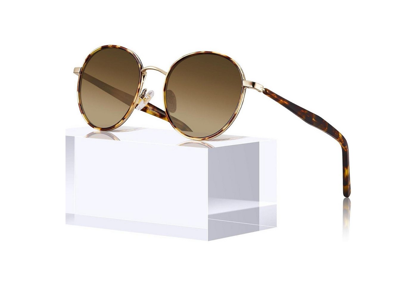 LuxusKollektion Retrosonnenbrille Sonnenbrille Damen Rund Polarisiert 100 UV Schutz Etui V3-braun von LuxusKollektion