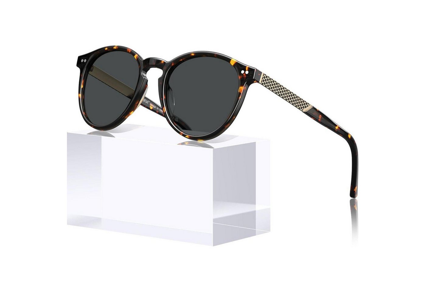 LuxusKollektion Retrosonnenbrille Sonnenbrille Damen vintage rund Rahmen schildpatt Linsen grau von LuxusKollektion