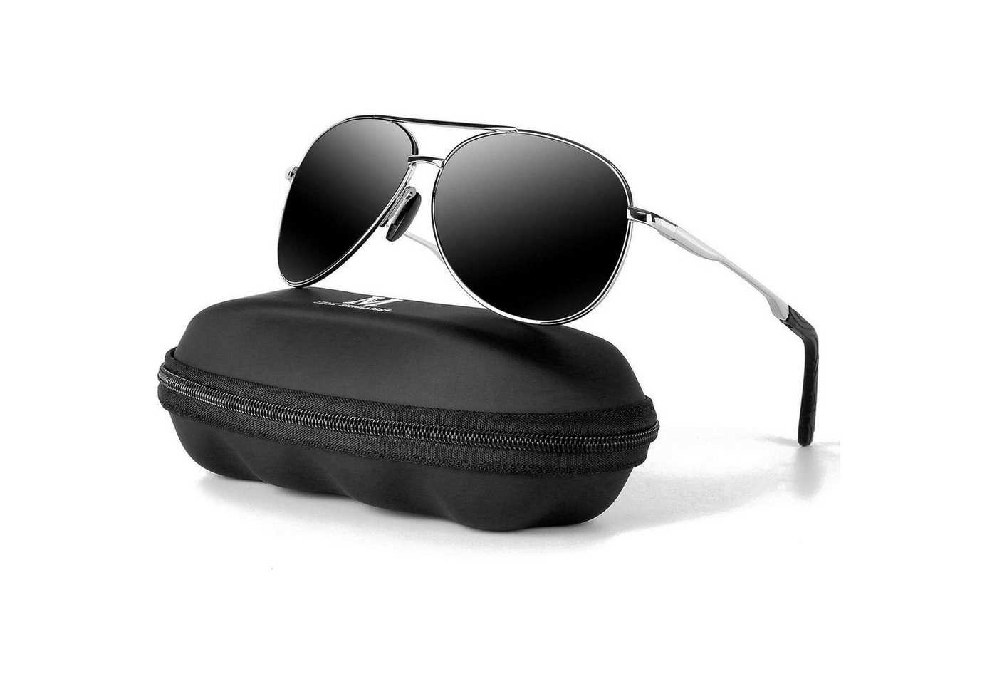 LuxusKollektion Retrosonnenbrille Sonnenbrille Fahrerbrille Polarisiert UV400 Herren Schwarze Silber von LuxusKollektion