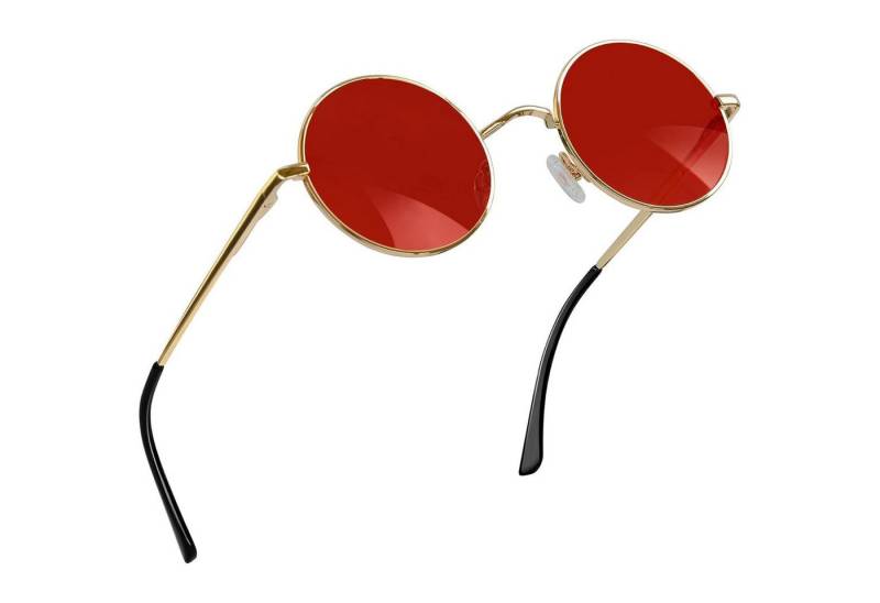 LuxusKollektion Retrosonnenbrille Sonnenbrille Herren A09-rund Gold Rot-nicht Polarisiert Wie die Bilder von LuxusKollektion