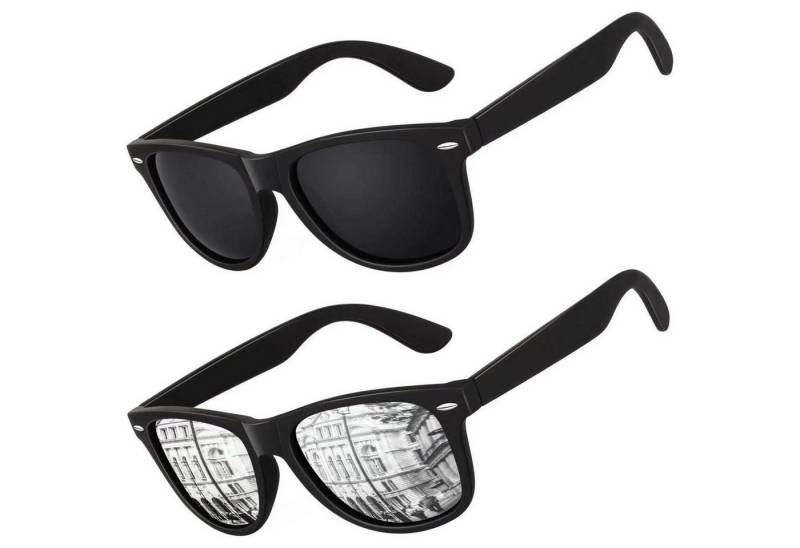 LuxusKollektion Retrosonnenbrille Sonnenbrille Herren Damen Polarisiert 2 Schwarz Grau & Schwarz Silber von LuxusKollektion