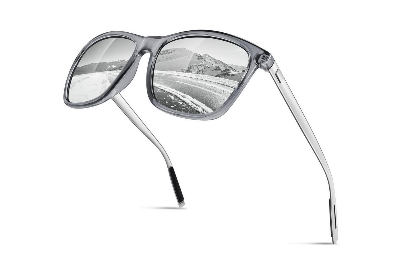 LuxusKollektion Retrosonnenbrille Sonnenbrille Herren Grau Rahmen Silber Verspiegelte Linse Polarisiert von LuxusKollektion