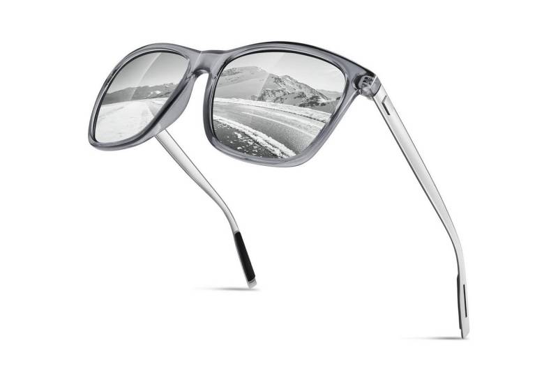 LuxusKollektion Retrosonnenbrille Sonnenbrille Herren Grau Rahmen Silber Verspiegelte Linse Polarisiert von LuxusKollektion