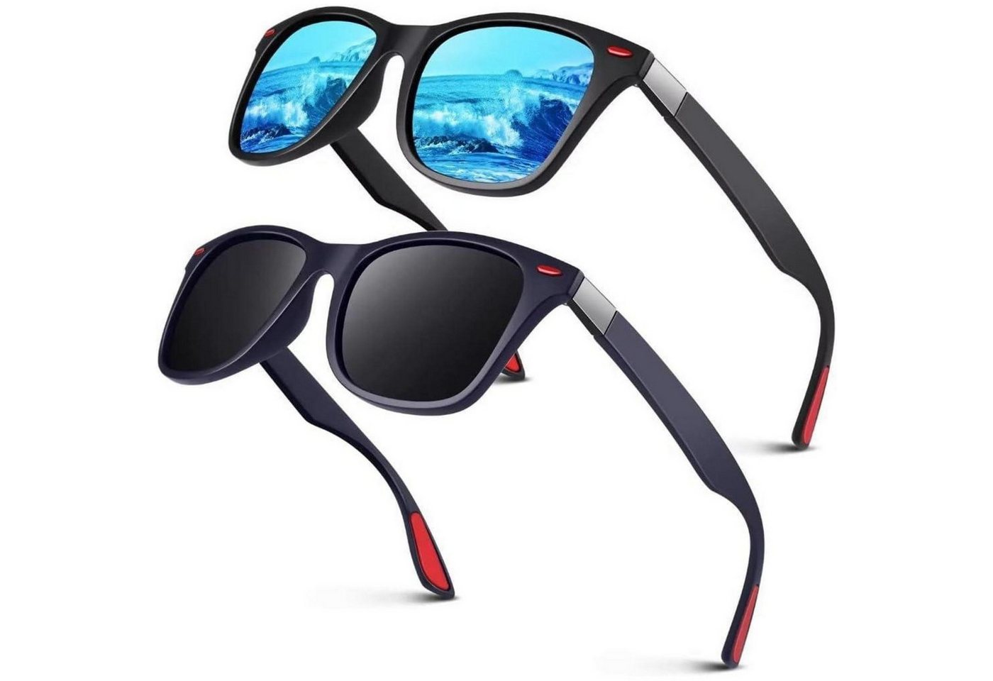 LuxusKollektion Retrosonnenbrille Sonnenbrille Herren Matt Blau Grau & Matt Schwarz Blau Verspiegelt von LuxusKollektion