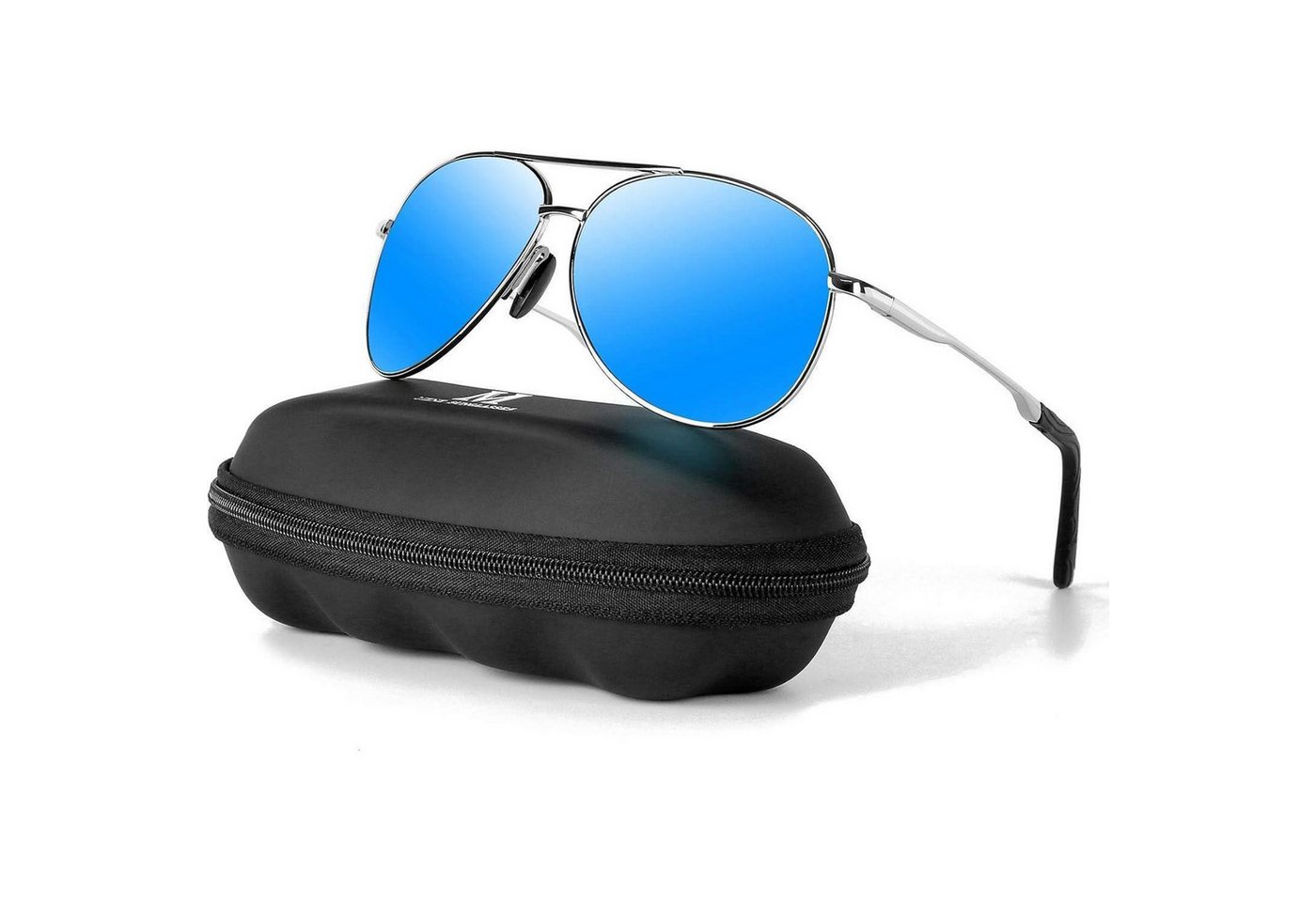 LuxusKollektion Retrosonnenbrille Sonnenbrille Herren Polarisiert UV400 Fahrerbrille Blau Silber von LuxusKollektion
