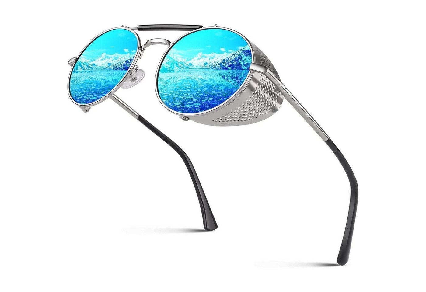 LuxusKollektion Retrosonnenbrille Sonnenbrille Herren Retro Steampunk Stil Runde Metallrahmen von LuxusKollektion